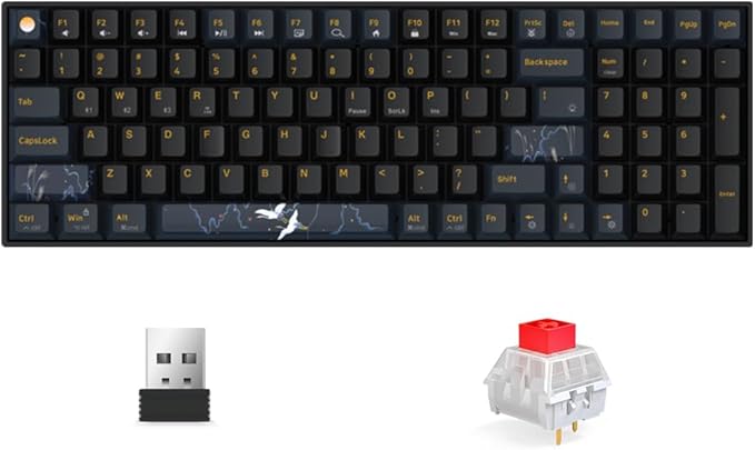 Newmen GM1000 Wireless Mechanical Gaming Keyboard,Bluetooth 2.4G/Wired Hot Swappable Custom Keyboard,RGB Backlit Mechanical Keyboards for with Number Pad for Mac/Win(Blueblack Keycaps-Box Red Switch)