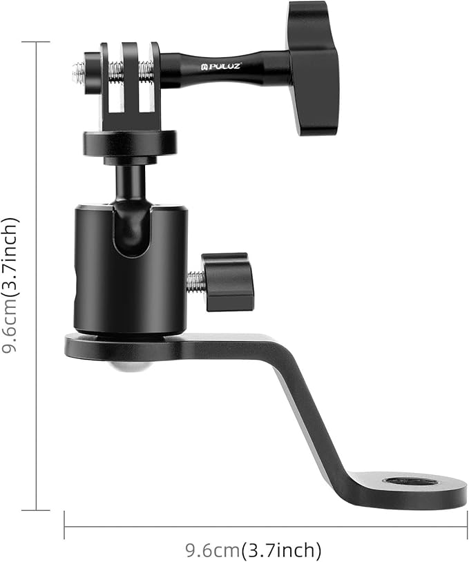PULUZ Aluminum Motorcycle Rearview Mirror Mount Bracket Holder Compatible with Gopro Hero 13/12/11/10/9/8, DJI Osmo and Insta360 Action Cameras