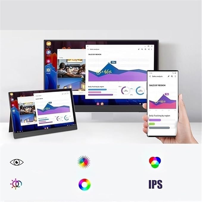 Flicker Free 13.3-inch Portable 4K Display Mobile Phone External Laptop Secondary Screen with Speakers