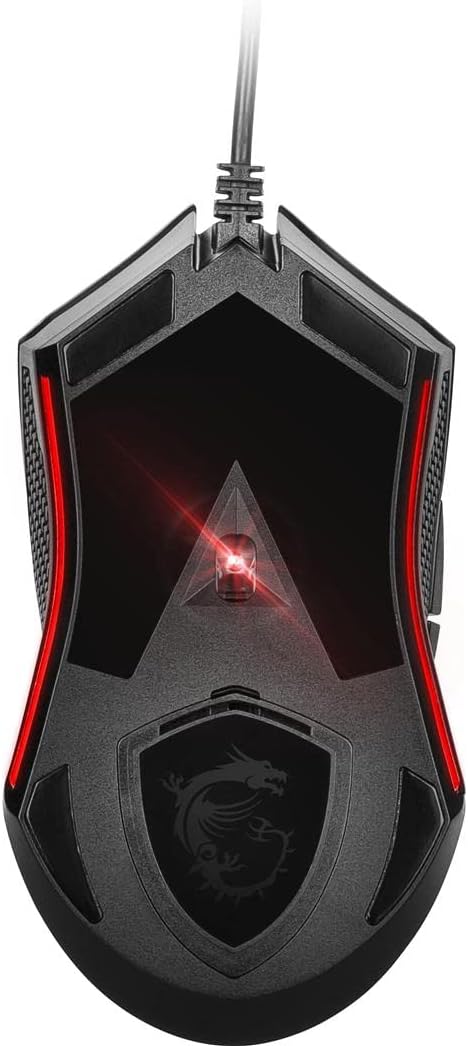 MSI Clutch GM08 Gaming Mouse, 4200 DPI, Optical Sensor, 3 Adjustable Weights, Red LED Lighting, Symmetrical Design, Black (Pack of 4)