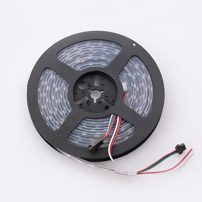 WS2812B LED Strip Individually Addressable Light WS2811 IC WS2812 60Pixels/m SMD 5050 RGB Pixel Strip DC5V (16.4FT 300LEDS Non-Waterproof, Black PCB)