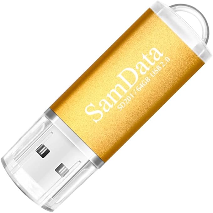 SamData 1 Pack 64GB USB Flash Drives USB 2.0 Thumb Drives Memory Stick Jump Drive Zip Drive, Gold
