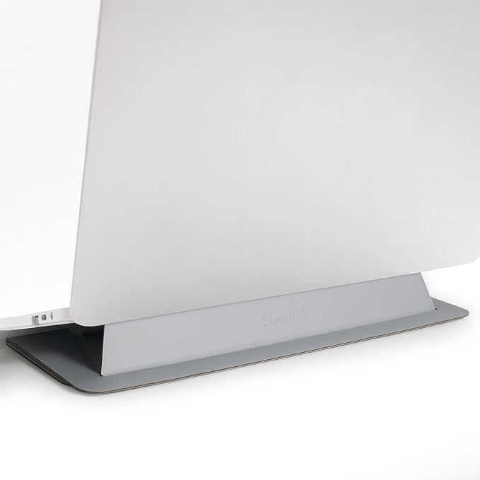SenseAGE Laptop Stand for Desk, Office, Ergonomic Notebook Stand, Foldable & Portable Travel FlatStand, Lightweight, Anti-Slip, Compatible with MacBook Air, Pro, and Up to 15.4" Laptops (Silver)