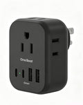 Travel Cruise Ship Essentials, Multi Plug Wall Outlet Extender with 4 Outlets 4 USB (2 USB-C), Cruise Approved Power Strip Non Surge Protector, USB Wall Charger, Small USB Outlet Plug Adapter, Black