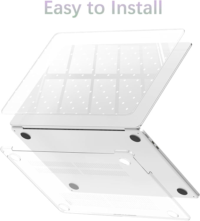 Compatible with MacBook Pro 13 inch Case M2 2025, 2024-2016 A2338 M1 A2251 A2289 A2159 A1989 A1708 A1706, Cute White Polka Dot Protective Hard Shell Clear Cover for Mac Pro 13