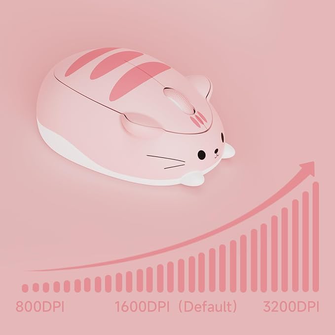 Akko Cat Theme Wireless Gaming Mouse Pink, Tri-Mode Mouse BT3.0/BT5.0/2.4G, Cute Optical Cordless Cartoon Mice for Computer/Laptop/Desktop/PC, Compatible with Mac/Win (Pink Angie)
