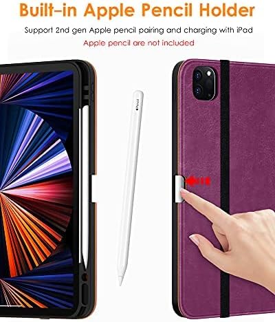 DTTO Case for iPad Pro 11 Inch 4th / 3rd / 2nd / 1st Generation 2022/2021/2020/2018,Premium PU Leather Folio Stand Cover with Hand Strap, Auto Wake/Sleep,Multiple Viewing Angles, Purple