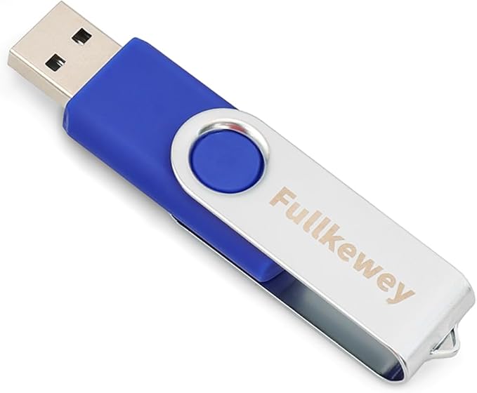 16G/32G/64G/128G Flash Drive, Fullkewey Thumb Drive 2.0, High Speed Memory Stick, USB Drive, Rotated Design, Black/Blue/White (Blue, 128, GB)