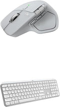 Logitech MX Master 4 Ergonomic Wireless Bluetooth Mouse with Haptic Feedback + MX Keys S Wireless Bluetooth Keyboard with Backlit Low Profile Quiet Keys - USB-C, Windows, Linux, Chrome, Mac-Pale Grey