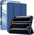 ProCase for iPad Pro 13 Inch Case M5 2025/ M4 2024 with Pencil Holder, Slim Stand Clear Shell Back, Shockproof Cover iPad Pro M5 M4 Case 13 Inch, Supports Touch ID, Auto Wake/Sleep -Navy