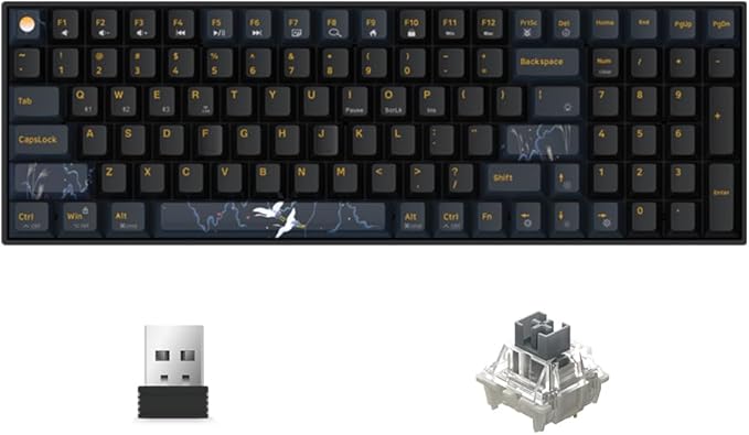 Newmen GM1000 Wireless Mechanical Gaming Keyboard,Bluetooth 2.4G/Wired Hot Swappable Custom Keyboard,RGB Backlit Mechanical Keyboards with Num Pad for Mac/Win (Blueblack Keycaps-G Silver Switch)