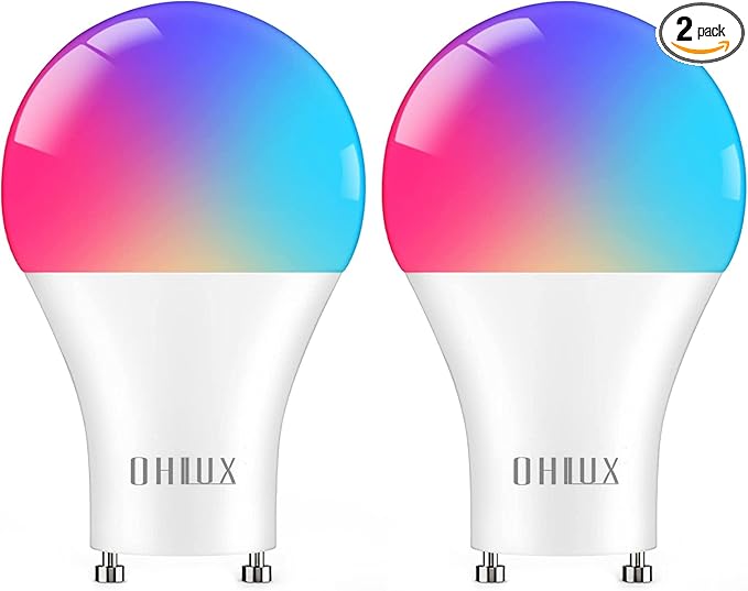OHLUX GU24 Smart Light Bulbs Compatible with Alexa, 10W 900LM Super Bright RGBCW Color Changing LED Bulb, 120V 100W Halogen Replacement, 2 Pack