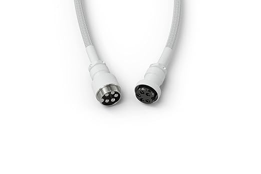 Glorious Coiled Keyboard Cable – USB C Artisan Braided Cables for Mechanical Gaming - Custom (White)