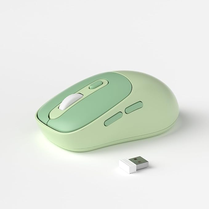 Camiysn V100 Wireless Green Mouse, Ultra-Light 2.4G USB Mouse with Adjustable DPI, Premium Rubber Scroll Wheel & Advanced Optical Sensor, Auto Sleep Mode for Energy Saving