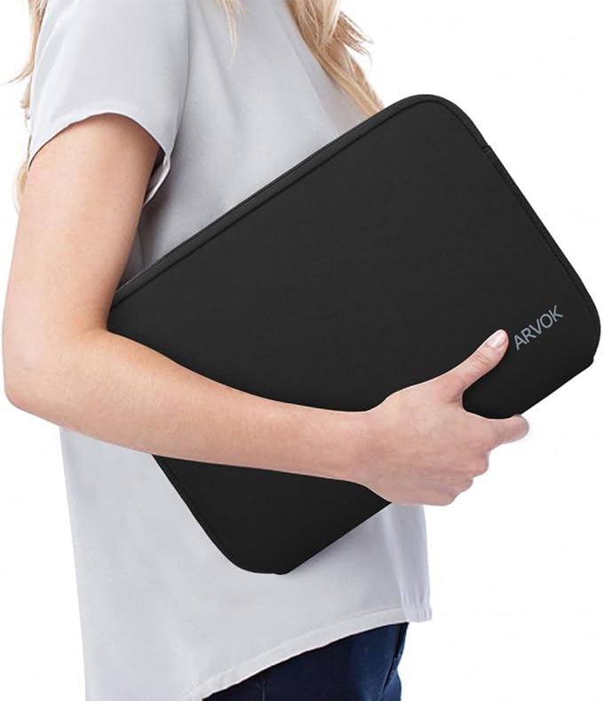 Arvok 13 13.3 14 Inch Laptop Sleeve Case for MacBook Pro/MacBook Air 13-14 inch, Water-Resistant Notebook Chromebook Computer Pouch, Carrying Bag Cover for HP/Dell/Lenovo/Asus/Acer, Black