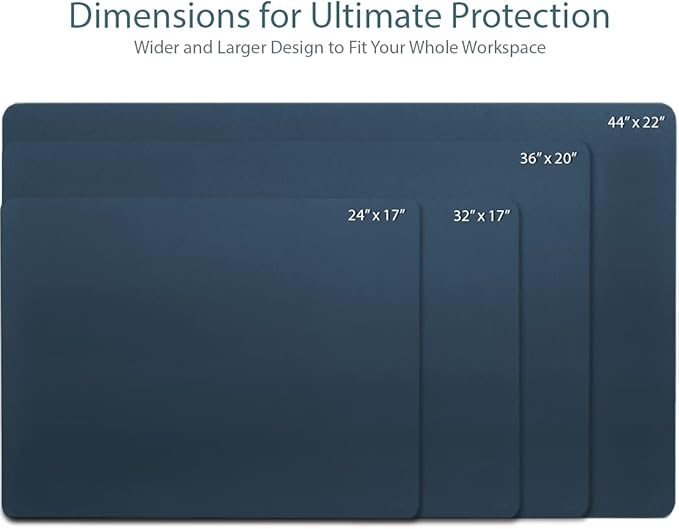 Vine Creations Leather Desk Mat Large 36" x 20", Desk Protector Mat, PU Leather Desk Pad, Large Mouse Pad, Desk Blotter, Desk Pads on Top of Desks, Desk Matt for Desktop, Office Desk Mat (Dark Blue)