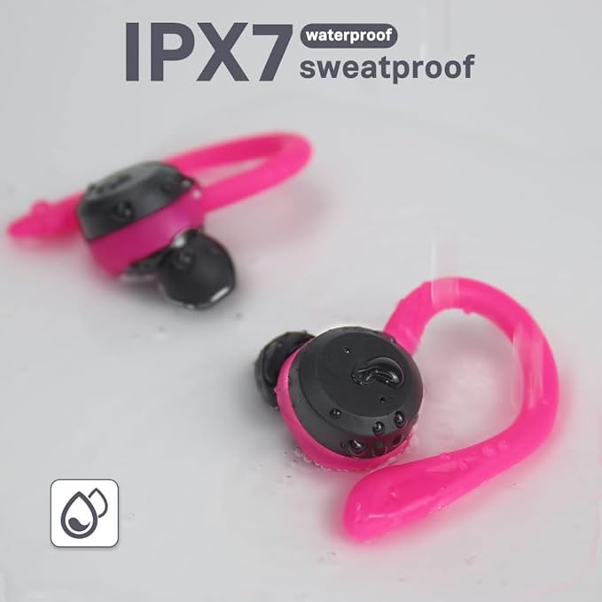APEKX Bluetooth Headphones True Wireless Earbuds with Charging Case IPX7 Waterproof Stereo Sound Earphones Built-in Mic in-Ear Headsets Deep Bass for Sport Running Gym Workout Exercise Red