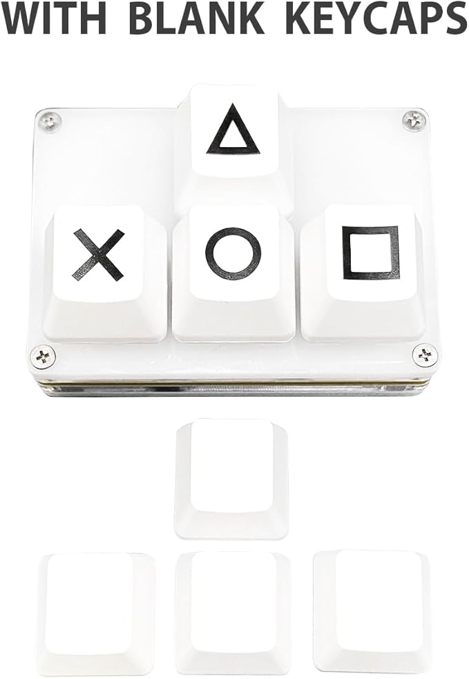 BTXETUEL Mini 4-Key Keypad WASD Arrow Key Keycaps Keyboard One-Handed Mechanical Gaming Keypad Programmable USB-C Customized Keyboard for Working or Gaming (White, X-B Keycaps)
