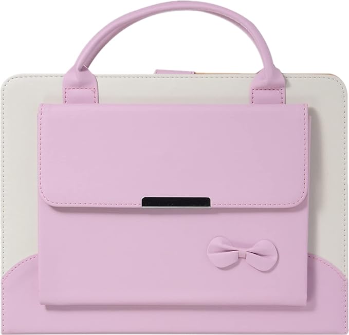 Cute Case for iPad mini 7 A17 Pro 2024/iPad Mini 6 2021, Slim Handbag Leather Protective Cover with Stand Hand Strap Pocket for Girls Woman Kids for iPad mini 7th/6th Generation 8.3",Pink