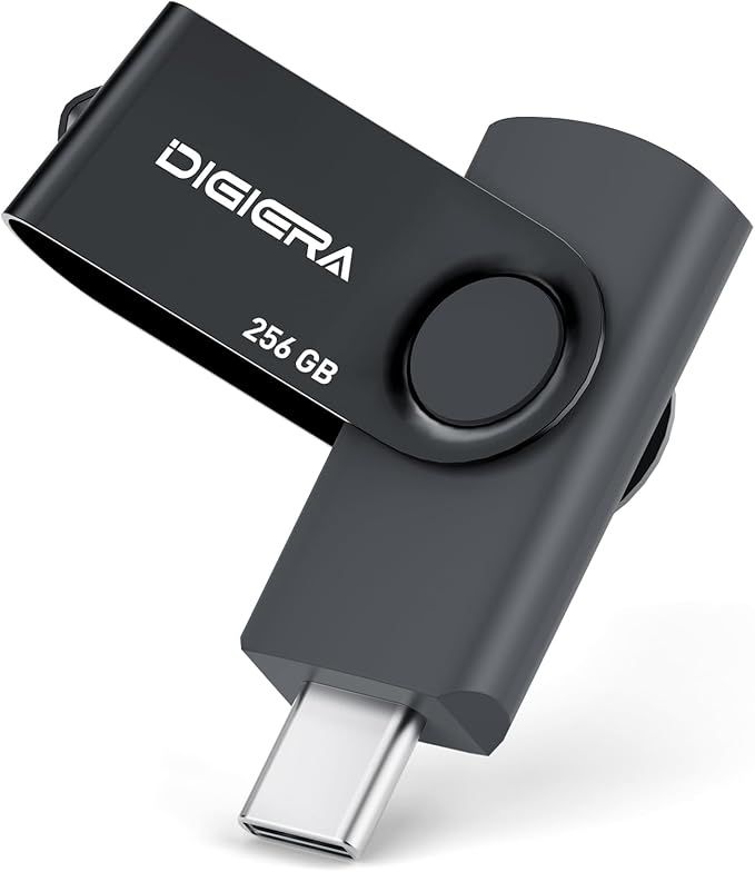 DIGIERA 256GB Flash Drive, USB 3.2 Gen 1 Type-C Thumb Drive with 140MB/s Read, 360° Swivel Design, Compact & Lightweight Memory Stick for File Transfer, Photo Backup, and Travel-Friendly Storage