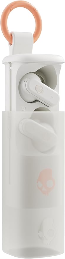 Skullcandy Dime Evo Wireless Earbuds, Bluetooth Headphones, Noise Isolating Fit, Up to 36 Hours Battery, Microphone for iPhone Android, Easy Carry with Clip-Anywhere Case - Bone
