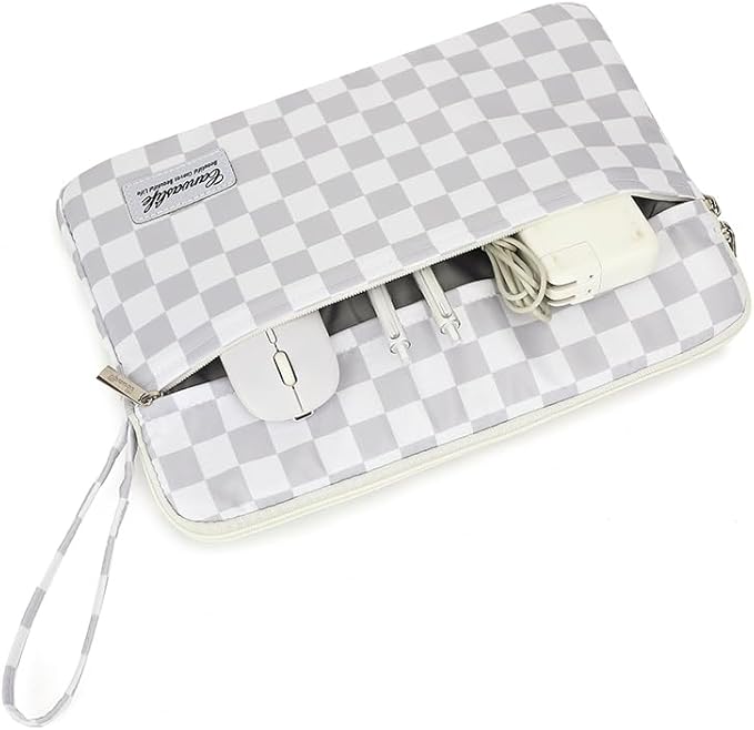 Canvaslife Laptop Sleeve Case Cover with Pocket for MacBook Pro 14 inch and 14 inch-14.4 inch HP, Lenovo, Dell, ASUS, Acer Notebook Computer (Grey Checker)
