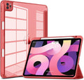 VIKESI for iPad Pro 11 Inch 4th/3rd/2nd/1st Generation Case, iPad Air 11-inch / 5th / 4th Generation Case with Clear Back,Pencil Holder,Auto Sleep/Wake,Camera Protection,Red