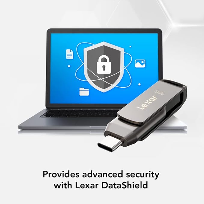 Lexar 512GB JumpDrive Dual Drive D400 USB 3.2 Type-C & Type-A Flash Drive for Storage Expansion, Photo Back-up for iPhone 15, Up to 170MB/s, Metal Housing & Swivel Design, Titanium (LJDD400512G-BNQNU)