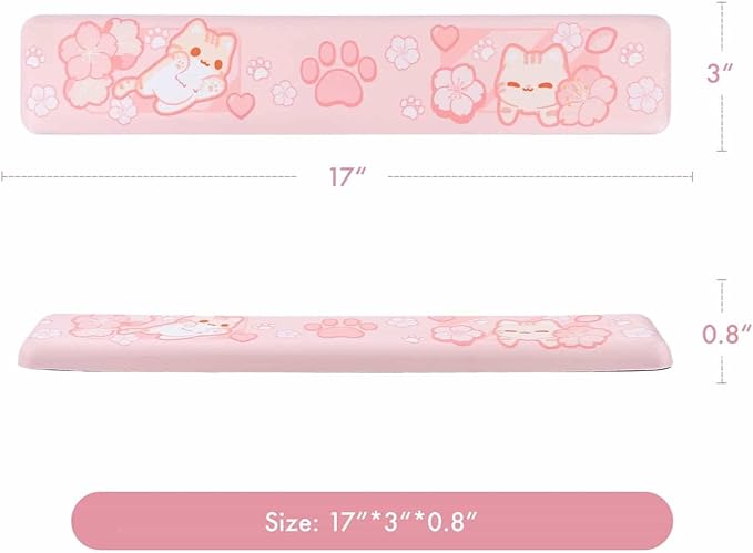 BelugaDesign Sakura Cat Desk Pad | NS Switch Keyboard Laptop Gaming Setup Accessories Mat Large Mat Mousepad | Pastel Pink Bunny Kawaii Cute Anime Desk Mat Blotter Protector with Gel Wrist Support