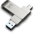 MOSDART 256GB USB C 3.2 Fast Speed C and A Dual Flash Drive, exFAT Memory Stick with Keychain Loop, for iPhone 15,16,17, Android Phone, iPad, MacBook, Silver