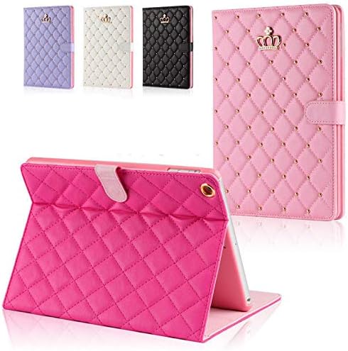 Changjia for iPad Air (3rd Gen) 10.5" 2019/iPad Pro 10.5" 2017 Case,Cute Crown Bling Rhinestone PU Leather Elegant Smart Auto Sleep/Wake Stand Shockproof Protective Case for Apple iPad 10.5 inch,Pink
