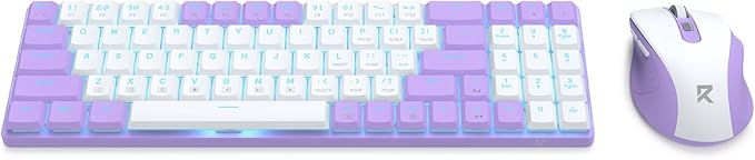 Redragon BS8773 Wireless Keyboard and Mouse Combo, 78 Keys 2.4Ghz Wireless Low-Profile Mechanical Red Switch Keyboard w/Slim Compact Design & Single Blue Backlit, Comfort Grip 2400 DPI Max Mouse