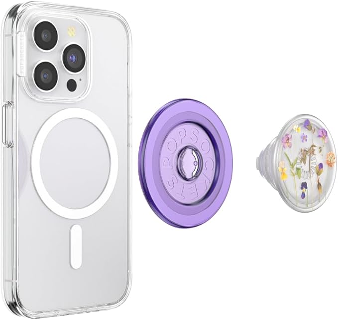 PopSockets Phone Grip for MagSafe, Magnetic Holder, Phone Stand - Purple Fields
