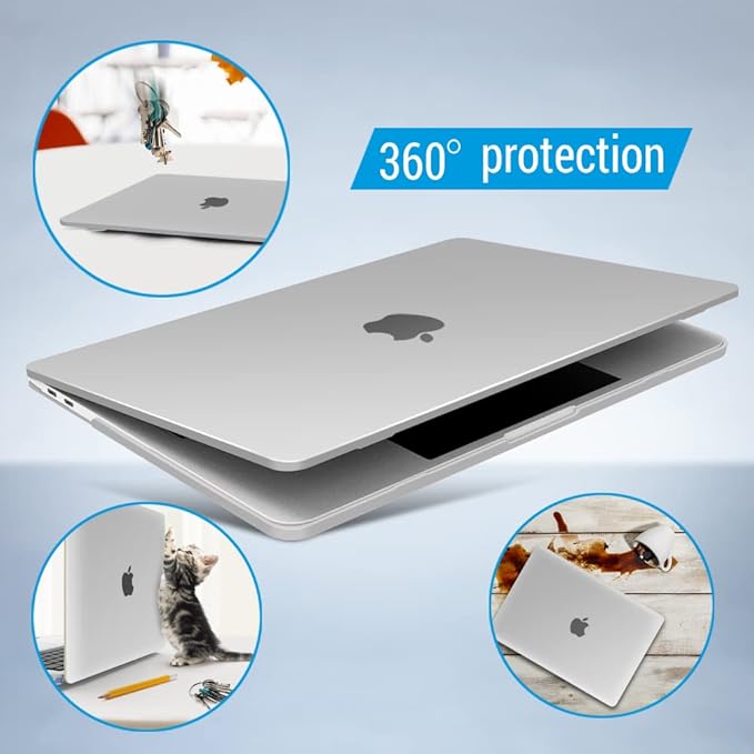 IBENZER Compatible with MacBook Pro 15 Inch Case 2019 2018 2017 2016 A1990 A1707, Hard Shell Case with Keyboard Cover & Type C Adapter for Mac Pro 15 Touch Bar, Crystal Clear, T15CL+1TC