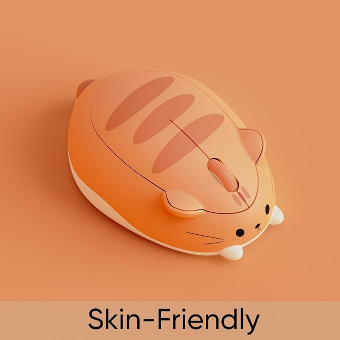 Akko Cat Theme Wireless Gaming Mouse, Tri-Mode Mouse BT3.0/BT5.0/2.4G, Cute Optical Cordless Cartoon Mice for Computer/Laptop/Desktop/PC, Compatible with Mac/Win Orange Kate