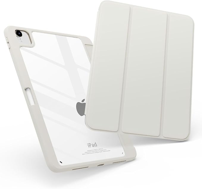 Case for iPad Air 13 inch 2026/2025/2024 M4/M3/2,Slim Smart Cover for 2022 iPad Pro 12.9 inch (4/5/6th Gen) with Pencil Holder,Trifold Stand with Clear Back Shell, Creamy White