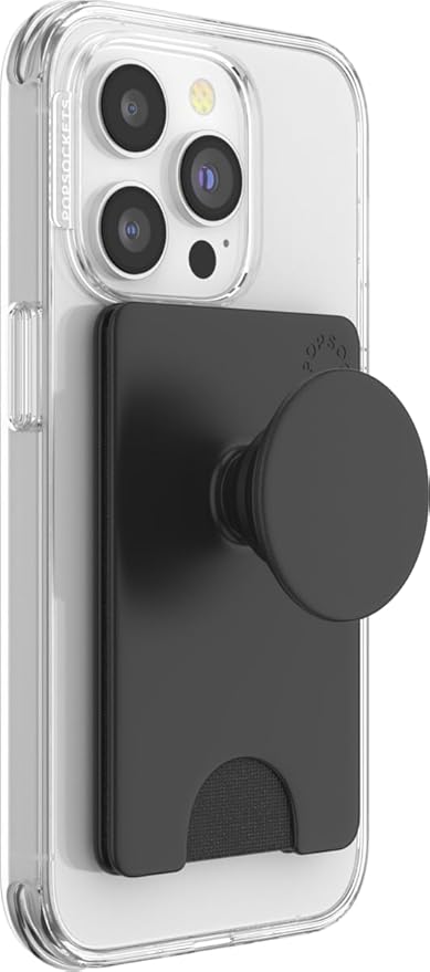 PopSockets Adhesive Phone Wallet and Card Holder with Grip - Black