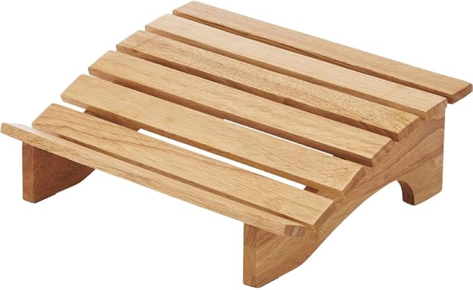 PaletteLife Wooden Footrest, D11.42 xW13.78 xH4.93 (29x35x12.5cm), 1x1 ft, Small, Natural Ashwood, Ergonomic Design