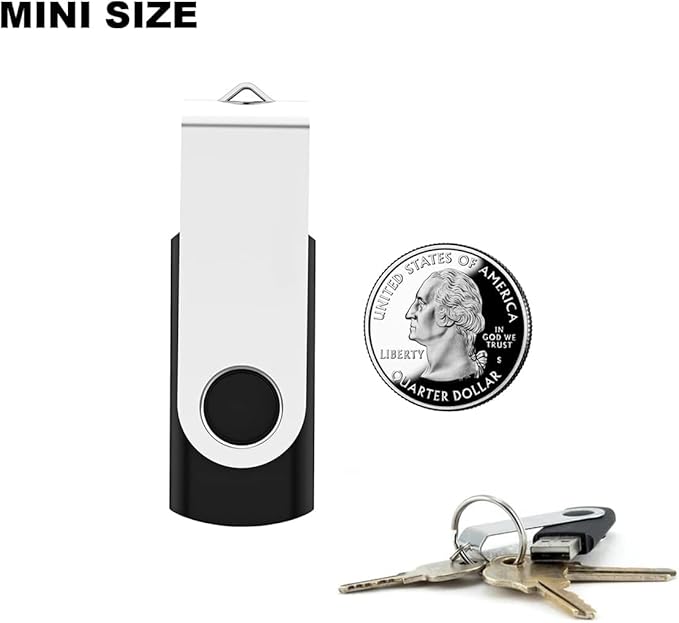 2 Pack 16GB USB Flash Drive USB 2.0 Thumb Drives Jump Drive Fold Storage Memory Stick Swivel Design - Black