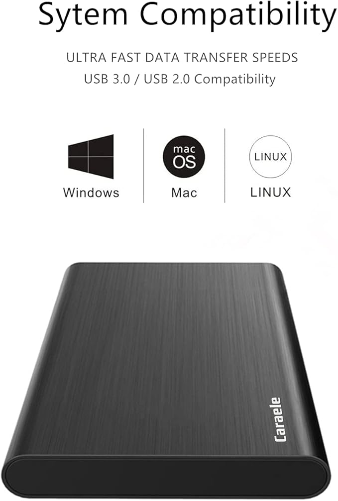 640GB Ultra Slim Portable External Hard Drive USB3.0 HDD Storage Compatible for PC, Desktop, Laptop, MacBook, Chromebook, Xbox One, Xbox 360, PS4 (Black)