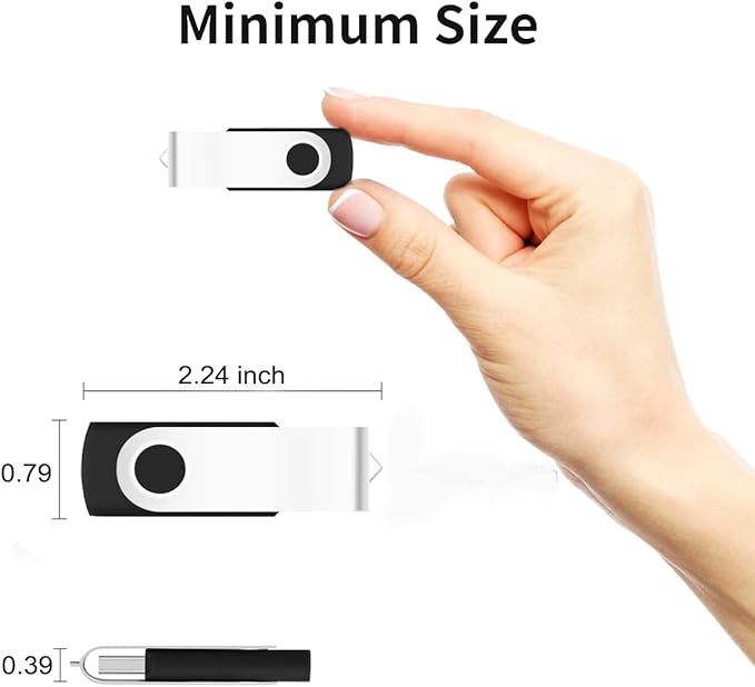 2 Pack of 64GB USB2.0 Flash Drives, EASTBULL Thumb Drives Fold USB Drives Memory Stick, Swivel & Metal Design (Black)