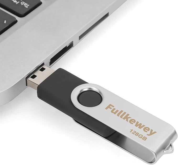16G/32G/64G/128G Flash Drive, Fullkewey Thumb Drive 2.0, High Speed Memory Stick, USB Drive, Rotated Design, Black/Blue/White (White, 16, GB)
