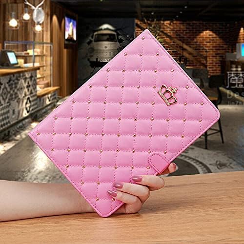 Changjia for iPad Air 11 Inch Case M4 (2026)/M3 (2025)/M2 (2024), iPad Air 5th/4th Gen 10.9" (2022/2020) with Pencil Holder, Girly Cute Crown Diamond Elegant Auto Sleep/Wake Stand Protective Case,Pink
