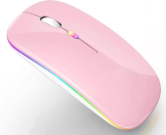 PEIBO Bluetooth Wireless Mouse for Laptop mac MacBook ipad MacBook air MacBook pro pc Desktop Computer Windows Chromebook Notebook (Pink White)