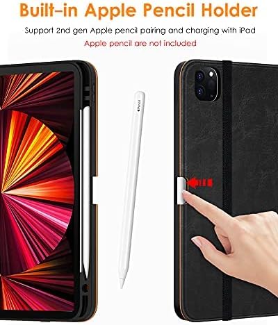 DTTO Case for iPad Pro 11 Inch 4th / 3rd / 2nd / 1st Generation 2022/2021/2020/2018,Premium PU Leather Folio Stand Cover with Hand Strap, Auto Wake/Sleep,Multiple Viewing Angles, Black