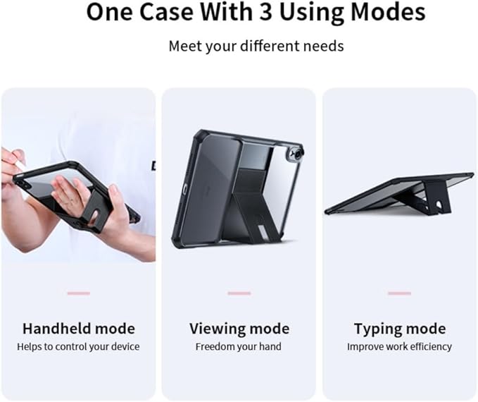 Clear Case for iPad (A16) 11th Gen 2025, iPad 10th Generation 2022 10.9 inch Kickstand Case with Stand Transparent Back Cover Slim Light Drop Safe