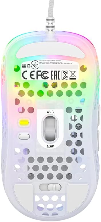 Xtrfy MZ1, Ultra-Light Wired Gaming Mouse, Cutting-Edge Pixart 3389 Sensor, Unique Shape for Optimum Aim, Adjustable RGB Lighting, White Rail Edition