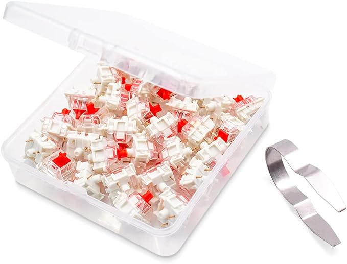 outemu Pack 32 Red Switches,3 Pin Key Switch - Cherry MX Equivalent DIY Replaceable Switches for Mechanical Keyboard 45gf Linear/RGB/Dustproof