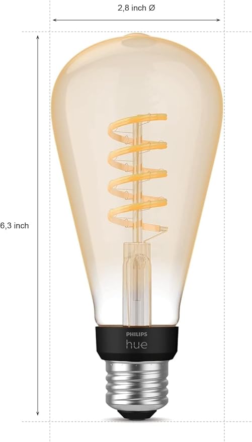 Philips Hue Smart 60W ST23 Filament LED Bulb - White Ambiance Warm-to-Cool White Light - 4 Pack - 550LM - E26 - Indoor - Control with Hue App- Compatible with Alexa, Google Assistant and Apple Homekit