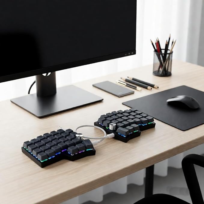 Wired Ergonomic Mechanical Keyboard,4x6 Corne Layout with knobs,60% Orthol inear Layout,Hot-swappable,RGB,Vial remapping Support,pre-lubed Linear switches (Silent Switch)